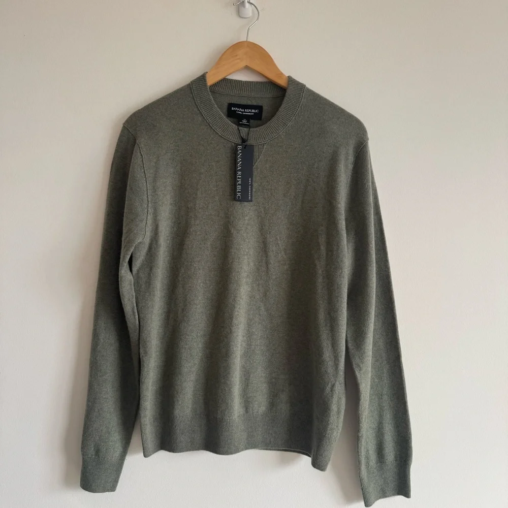 Banana Republic | Men's Green 100% Cashmere Crew Neck Sweater ~ NWT Medium